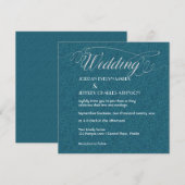Blauwgroen uitnodiging voor moderne bruiloft (Voorkant / Achterkant)