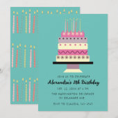 Blauwgroen uitnodiging voor roze garel (Voorkant / Achterkant)