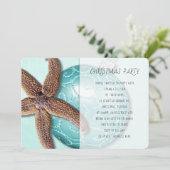 Blauwgroen uitnodiging voor Tropische kerstfeestda (Staand voorkant)