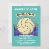 Blauwgroen uitnodiging voor volleybal Birthday (Voorkant)