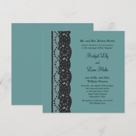 Blauwgroen uitnodiging voor weddenschappen (Voorkant / Achterkant)