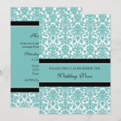 Blauwgroen uitnodigingen tot hernieuwing van het D (Voorkant / Achterkant)