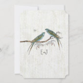 Blauwgroen  uitnodigingen tot weduwschap over voge (Achterkant)