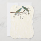 Blauwgroen  uitnodigingen tot weduwschap over voge (Achterkant)