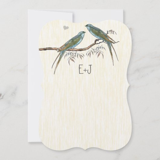 Blauwgroen  uitnodigingen tot weduwschap over voge (Achterkant)