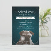 Blauwgroen uitnodigingen van Damascus en Wine Cock (Staand voorkant)