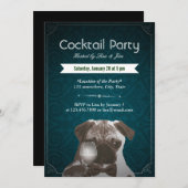 Blauwgroen uitnodigingen van Damascus en Wine Cock (Voorkant / Achterkant)