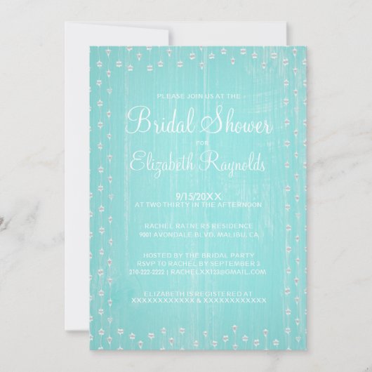 Blauwgroen Uitnodigingen van de Bridal van het Lan (Voorkant)