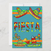 Blauwgroen uitnodigingen van Mexicaanse Fiesta Cin (Voorkant)