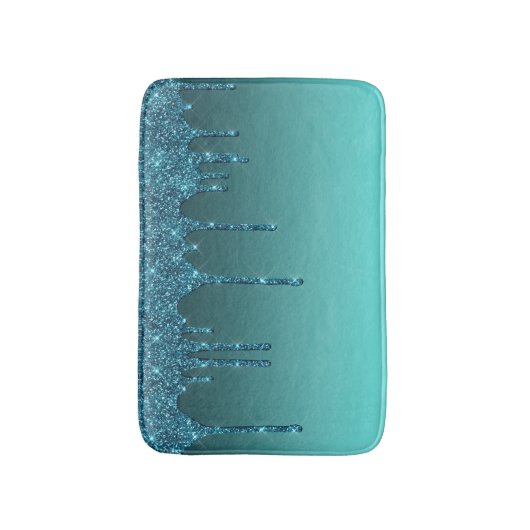 Blauwgroen uitstrijken Glitter Bath Mat (Voorkant Verticaal)