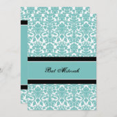 Blauwgroen uitvindingen van Damask Bat Mitzvah Kaart (Voorkant / Achterkant)