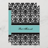 Blauwgroen uitvindingen van Damask Bat Mitzvah Kaart (Voorkant / Achterkant)