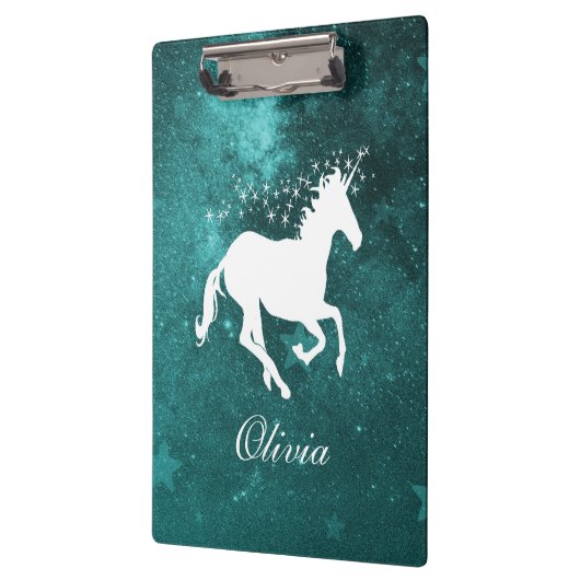 Blauwgroen Unicorn-aangepast klembord (Links)