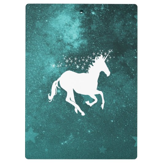Blauwgroen Unicorn-aangepast klembord (Achterkant)