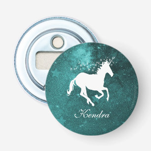 Blauwgroen Unicorn Aangepaste flesopening Button Flesopener