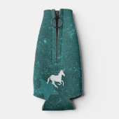 Blauwgroen Unicorn Aangepaste flessenkoeler Flesjeskoeler (Achterkant)