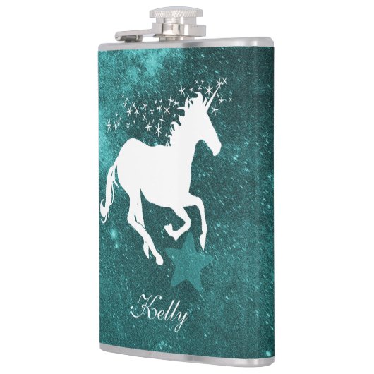 Blauwgroen Unicorn maatkolf Heupfles (Links)