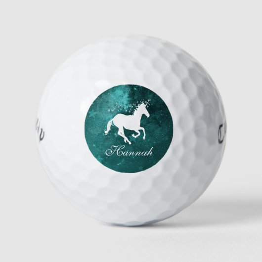 Blauwgroen Unicorn Personalized Golf Balls Golfballen (Voorkant)