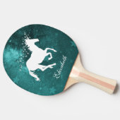 Blauwgroen Unicorn Personalized Ping Pong Paddle Tafeltennisbatje (Zijkant)