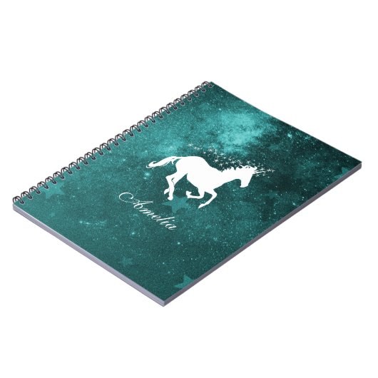 Blauwgroen Unicorn Persoonlijk Notitieboek (Linkerzijde)