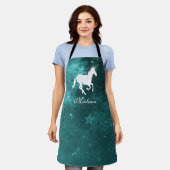 Blauwgroen Unicorn Persoonlijk Schort (Gedragen)