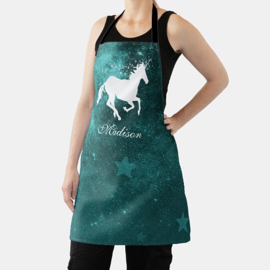Blauwgroen Unicorn Persoonlijk Schort (Insitu)