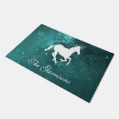 Blauwgroen Unicorn Persoonlijke Doormat Deurmat (Schuin)