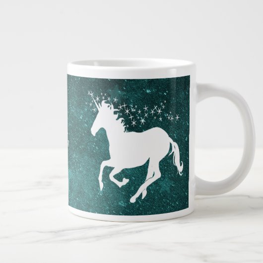 Blauwgroen Unicorn persoonlijke Giant Coffee-Mok Grote Koffiekop (Rechts)