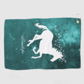Blauwgroen Unicorn Persoonlijke Golfhanddoek (Horizontaal)