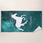Blauwgroen Unicorn persoonlijke keuken Strandlaken (Voorkant)