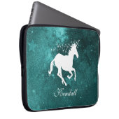 Blauwgroen Unicorn persoonlijke laptophoes Laptop Sleeve (Voorkant Rechts)