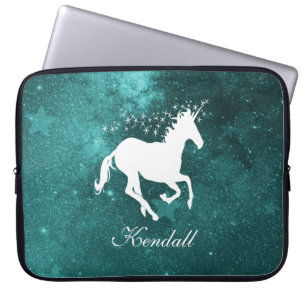 Blauwgroen Unicorn persoonlijke laptophoes Laptop Sleeve