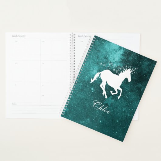 Blauwgroen Unicorn persoonlijke planner (Display)