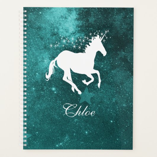 Blauwgroen Unicorn persoonlijke planner (Voorkant)