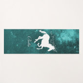 Blauwgroen Unicorn Persoonlijke Yoga Mat (Voorkant (horizontaal))