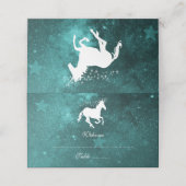 Blauwgroen Unicorn Reception Place Card Plaatskaartje (Buitenkant ongevouwen)