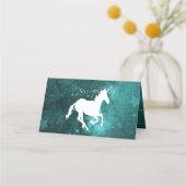Blauwgroen Unicorn Reception Place Card Plaatskaartje (Achterkant)