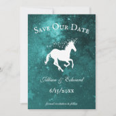 Blauwgroen Unicorn sparen de DatumAankondiging Aankondiging (Voorkant)