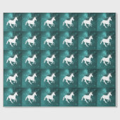 Blauwgroen Unicorn Weddenschap Wrapping Paper Cadeaupapier (Vlak)