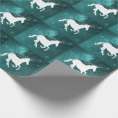 Blauwgroen Unicorn Weddenschap Wrapping Paper Cadeaupapier (Hoek)