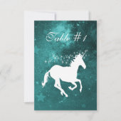 Blauwgroen Unicorn Weddenschappen-ontvangstkaart Kaart (Voorkant)