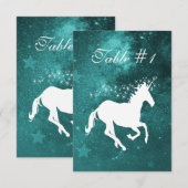 Blauwgroen Unicorn Weddenschappen-ontvangstkaart Kaart (Voorkant / Achterkant)