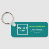 Blauwgroen vak minimale bedrijfsinformatie sleutelhanger (Achterkant)