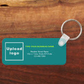 Blauwgroen vak minimale bedrijfsinformatie sleutelhanger (Voorkant)