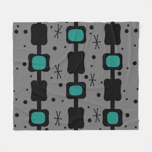 Blauwgroen vakken voor middelste kolommen fleece deken (Voorkant (Horizontaal))