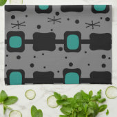 Blauwgroen vakken voor middelste kolommen theedoek (Gevouwen)