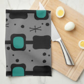 Blauwgroen vakken voor middelste kolommen theedoek (Quarter Fold)