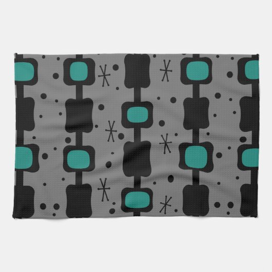 Blauwgroen vakken voor middelste kolommen theedoek (Horizontaal)