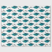 Blauwgroen vakken voor opleiding met diploma's cadeaupapier (Vlak)