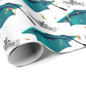 Blauwgroen vakken voor opleiding met diploma's cadeaupapier (Rol Hoek)